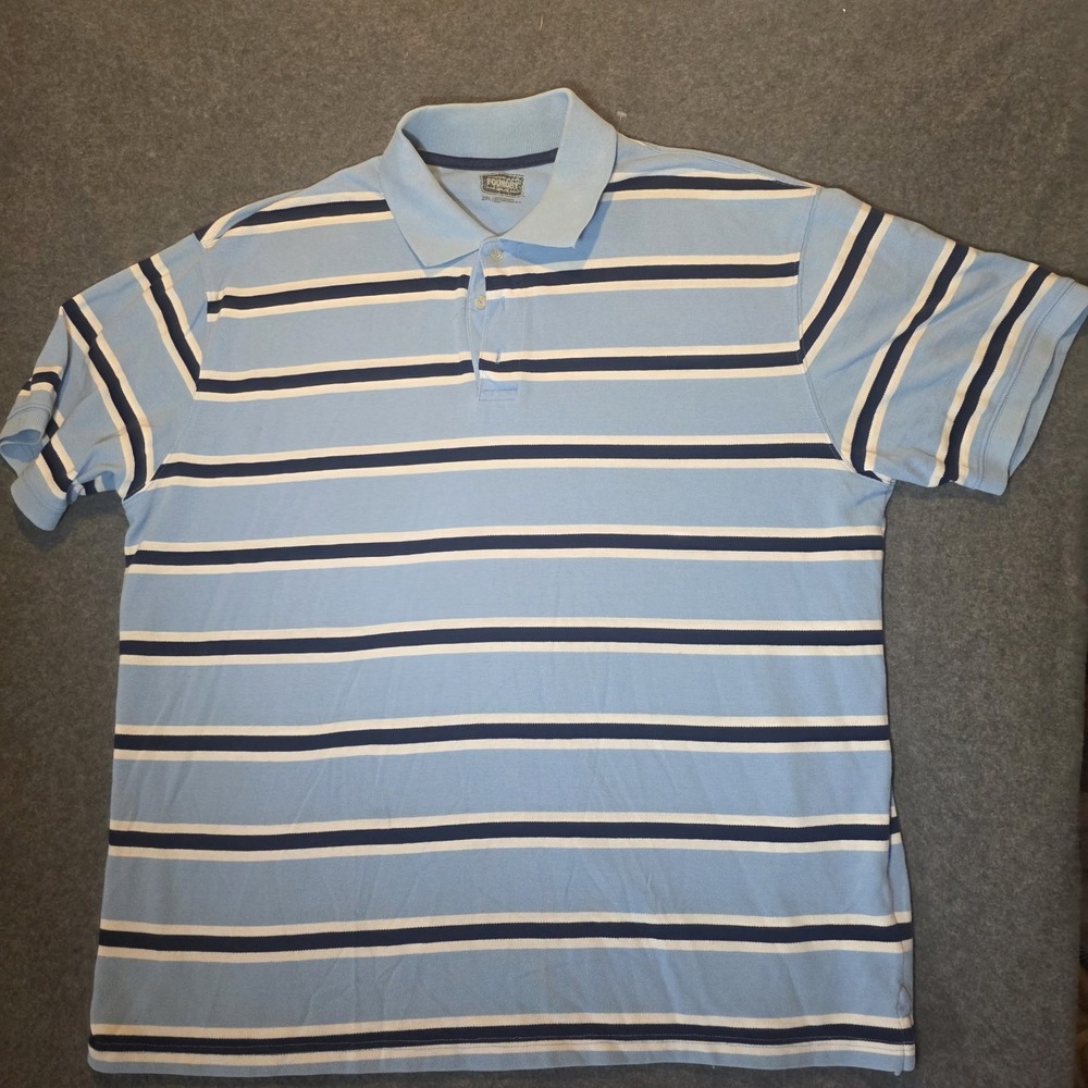 Foundry Supply Co Polo Shirt Mens 2XL Blue Striped Big & Tall Cotton Relaxed 324